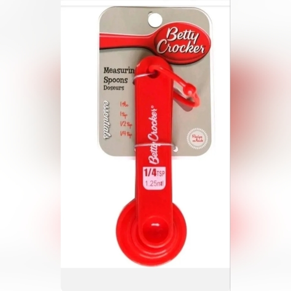 Betty Crocker Other - 4 Piece Set Betty Crocker Red Measuring Spoons 1/4 tsp 1/2 tsp 1 tsp 1 tblsp NEW